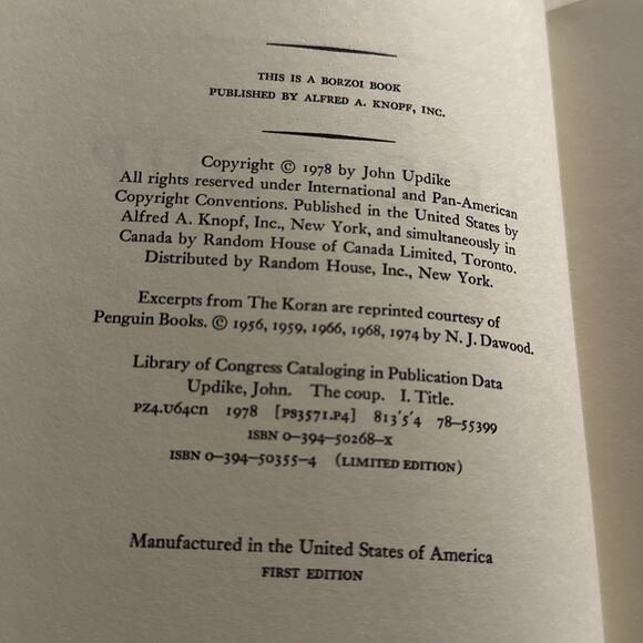 The Coup A Novel By John Updike 1978 Hardcover First Edition - Picture 4 of 8